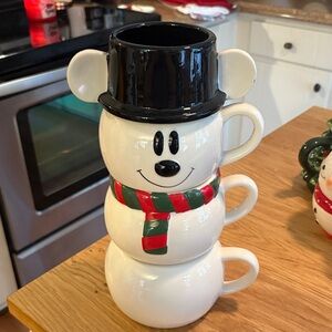 Disney Mickey Mouse Snowman Stackable Mugs